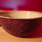 outside unglazed+carved,inside glazed